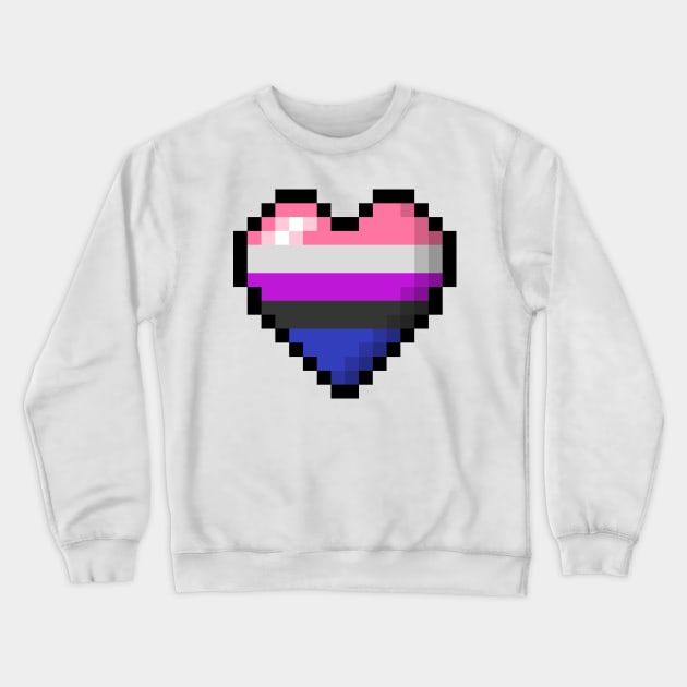 Gender Fluid Pixel Heart Crewneck Sweatshirt by LiveLoudGraphics